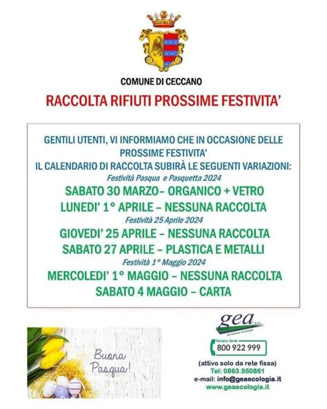 Comune Di Ceccano Raccolta Differenziata Calendario Festivit Marzo