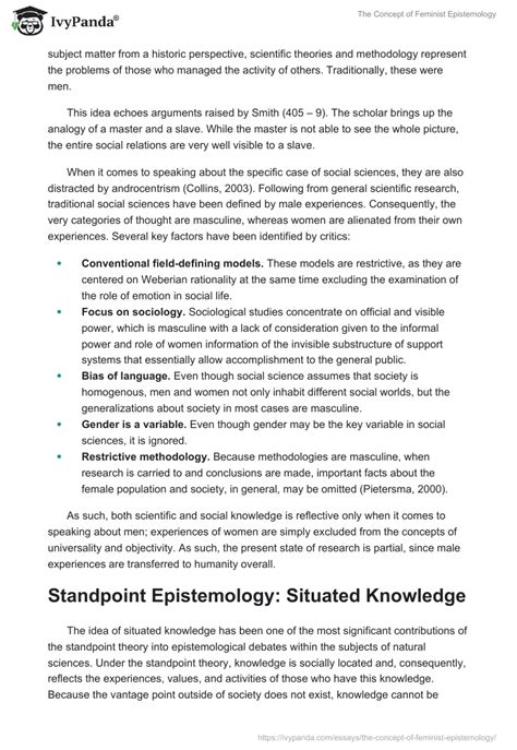 The Concept Of Feminist Epistemology 3782 Words Essay Example