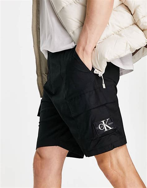 Calvin Klein Jeans Cargo Shorts In Black Asos