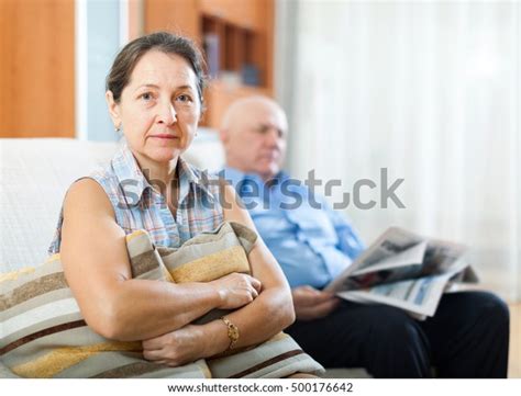 Portrait Frustrated Mature Woman Against Elderly Stock Photo Shutterstock