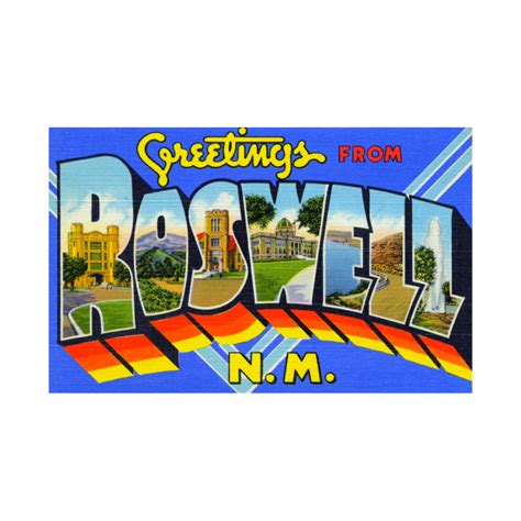 Greetings from Roswell New Mexico - Vintage Large Letter Postcard - Ufos - T-Shirt | TeePublic