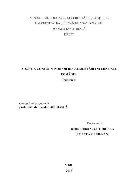 PDF ROMÂNIEI rezumat DREPT ADOPȚIA CONFORM NOILOR REGLEMENTĂRI