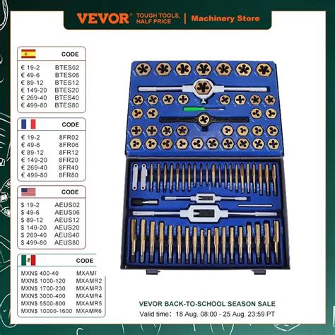 VEVOR Jeu De Tarauds Et Fili Res M Trique Et Meurent Fix S 86 Pcs