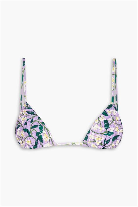 Agua By Agua Bendita Sabina Dos Gardenias Lila Quilted Floral Print Triangle Bikini Top The Outnet