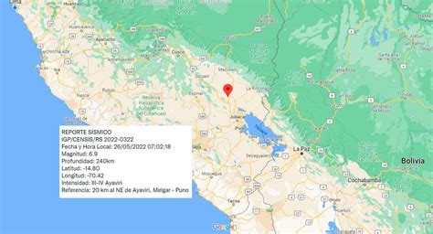 Temblor hoy en Puno sismo de 6 9 sacudió Ayaviri Melgar y también se