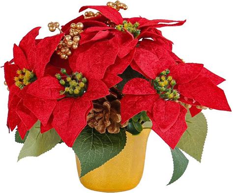 Beijialy Artificial Potted Poinsettia Flowers Artificial Poinsettias