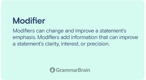 Understanding Modifiers Definition Types Examples Grammar Grammarbrain