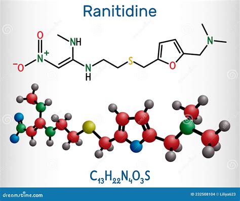 Ranitidine Molecule. It Is Used For Treatment Of Peptic Ulcer Disease ...