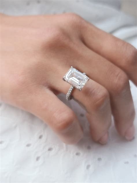 6ct Emerald Cut Diamond Engagement Ring 6 Carat Emerald Etsy