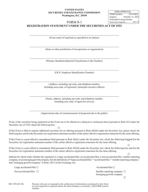 Form S 1 Sec Form 870 Fill Out Sign Online And Download Printable