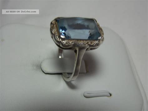 Jugendstil Silber Ring Echter Aquamarin Design