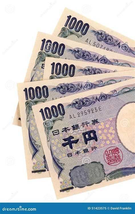 Japan Money Japanese 1000 Yen Currency Bills Isolated On White