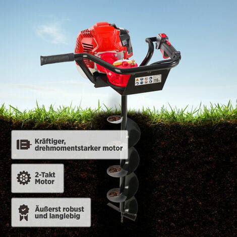 Arebos Benzin Erdbohrer Ps Erdlochbohrer Erdbohrger T Pfahlbohrer