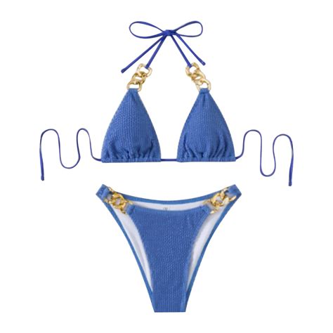 Xuapaodt Inc Womens 2 Piece Bathing Suits Ring Bikini Set With Cover Up Skirt Blue Xlthong