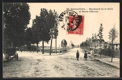 CPA GENNEVILLIERS BOULEVARD De La Gare Et Route DEpinay 1910 EUR 7 00