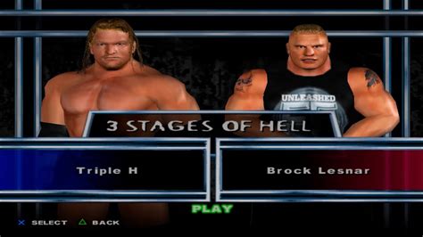 WWE SmackDown Here Comes The Pain Triple H VS Brock Lesnar 3 STAGES