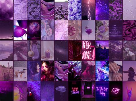 Purple Aesthetic Wall Collage Kit Purple Core Wall Photo Etsy