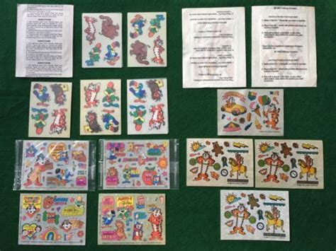 Vtg Kellogg S Lot Character Rub On Transfers Cereal Box Premium