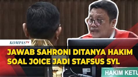 Jawab Ahmad Sahroni Ditanya Hakim Soal Posisi Joice Jadi Stafsus Syl