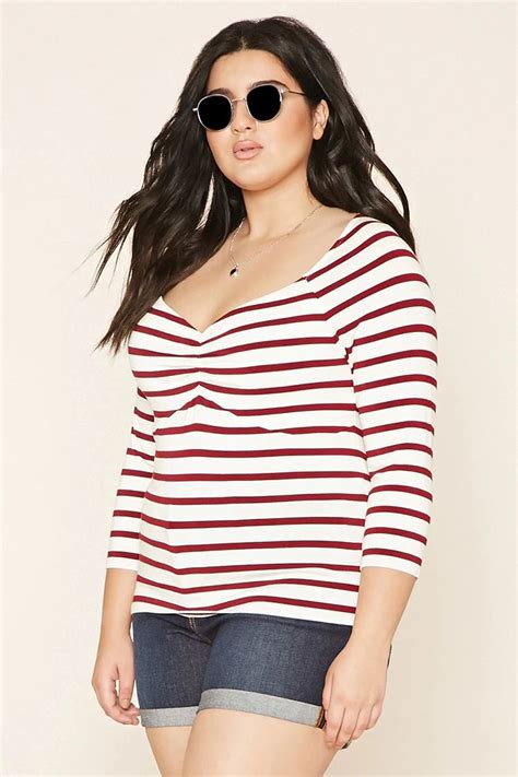 Forever 21 Plus Size Ruched Stripe Top Striped Top Plus Size Outfits