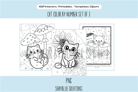 Cute Cat Color By Number Coloring Pages Graphic By Blue Creations