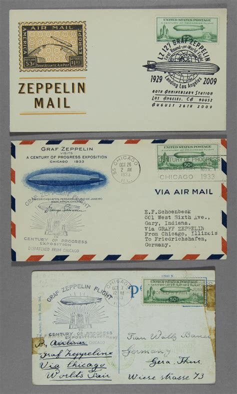 Lot Airship Graf Zeppelin Flown Postal Cover And Postcard