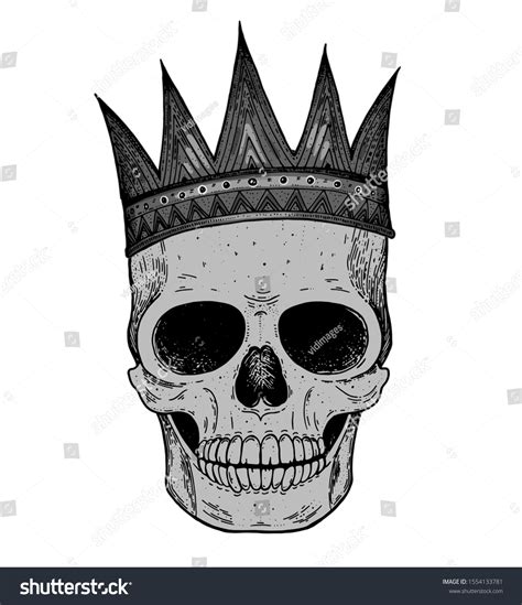 Skull King Hand Drawn Illustration Tattoo Stock Vector Royalty Free