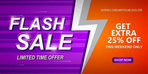 Premium Vector Flash Sale Special Offer Clearance Banner With Thunder