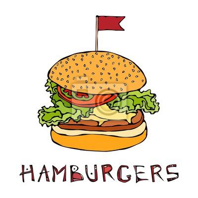 Big burger bandeira rotulação de hamburger isolado em um