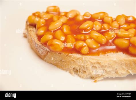 Baked Beans On Toast White Plate England Uk Gb Stock Photo Alamy