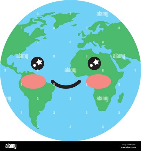 Mundo Planeta Tierra Kawaii Ilustración Vectorial Character Design Imagen Vector De Stock Alamy