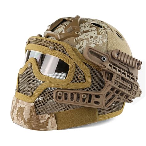 G4 System Tactical Pj Military Helmet Fullface With Protective Goggle And Mesh Face Mask Airsoft