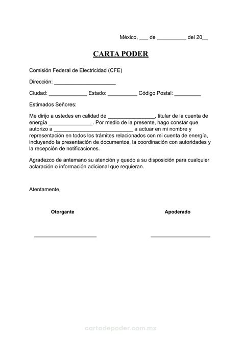 ᐅ Carta Poder para Trámites CFE 《 Modelo 2026 》 ️