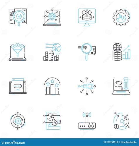 Financial Forecasting Linear Icons Set Projections Analytics Prognostication Budgeting