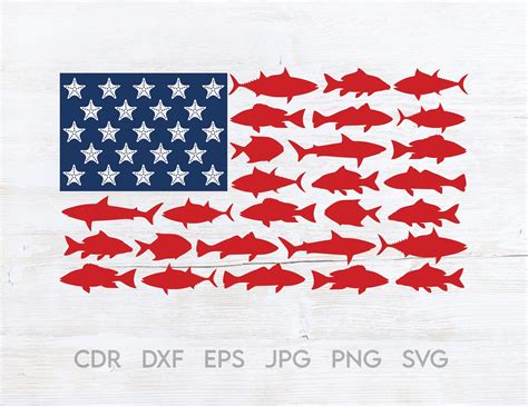 Fish Flag Svg American Flag Fishing Svg Fishing Usa Flag Etsy