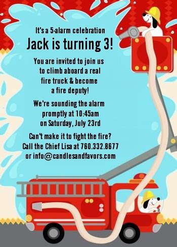 Fire Truck Birthday Party Invitations | Candles and Favors