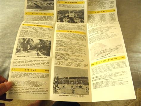 Vintage Pamphlet Cartoon Map California Ocean Route Highway 1 Morro Bay