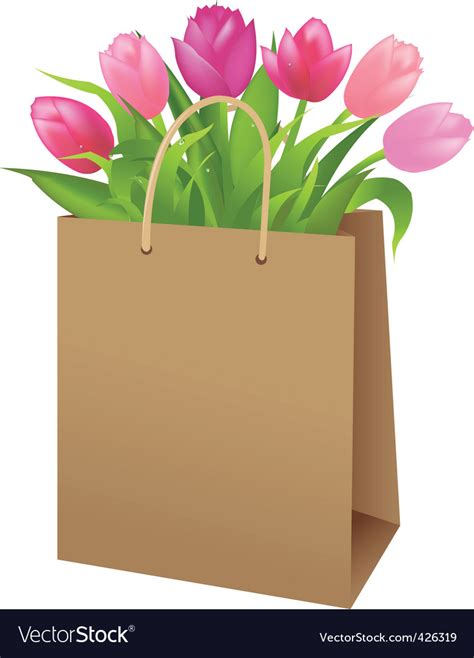 Bag With Tulips Royalty Free Vector Image Vectorstock