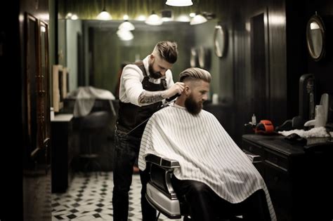 Premium Photo A Man Getting His Hair Cut In A Barbar