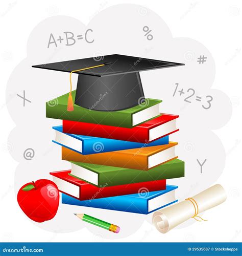 Mortar Board On Book With Degree Stock Vector Illustration Of