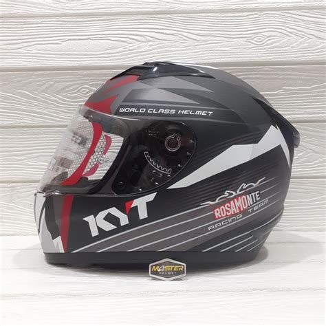 Jual Helm Kyt R Race Matt Gunmetal White Flat Visor Rosamonte