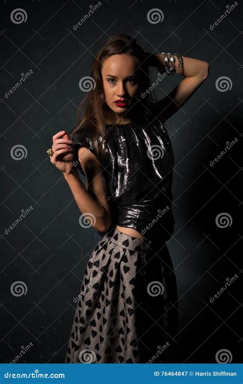 Brunette In Gray Stock Image Image Of Brunette Gorgeous