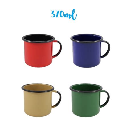 Conjunto 4 Caneca Xícara Esmaltada Ágata 370ml Ewel Café Chá Submarino