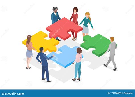 Isometric Teamwork Partnership Leadership Flat Design Vector