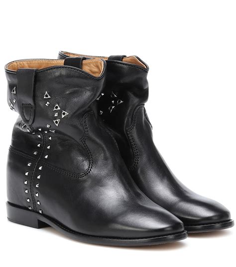 Isabel Marant Cluster Studded Leather Ankle Boots In Black Save 35