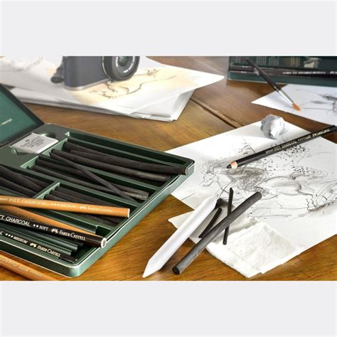 Set Metallo Pitt Monochrome Charcoal Faber Castell 24 Pezzi Assortiti