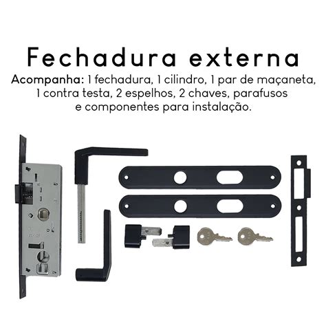 Fechadura Para Porta Externa Perfil Serralheiro Preto Stam Fech 501