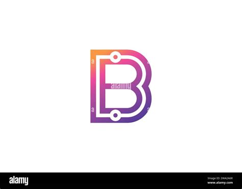 Letter B Technology Vector Monogram Logo Design Template Letter B