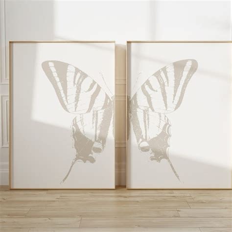 Gold Sketch Butterfly Printable Wall Art Set Of 2 Abstract Etsy