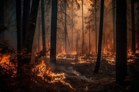 Premium Ai Image A Forest Fire Is Burning In The Woods